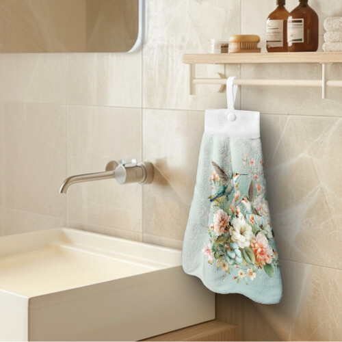 Floral Kitchen Hanging Towels with Loops 2-Pack 2