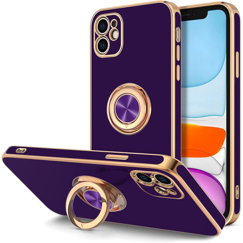 Iphone 11 Case With Rotatable Ring Holder And Magnetic Gold 9130661486408