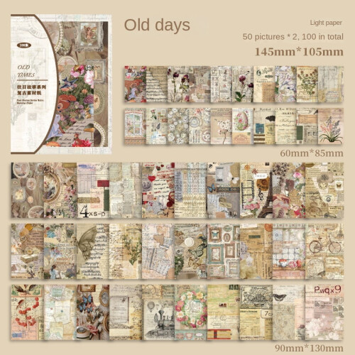 Vintage Scrapbook Paper Days Gone By 100 Sheets