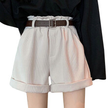 Women's Corduroy Shorts High Waist Pleated Loose Fit