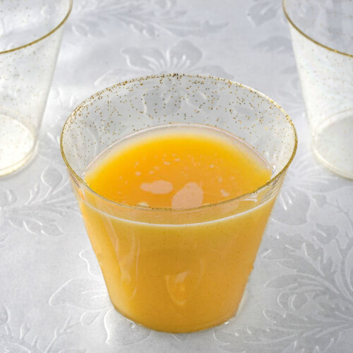 Gullglitter klare plastvinglass 9oz 1