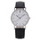Men's Quartz Watch Silver Case White Dial Leather Strap 1