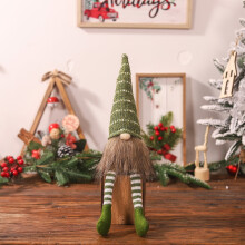 Santa Gnome Doll with Rudolph 17 inch Brown Faceless