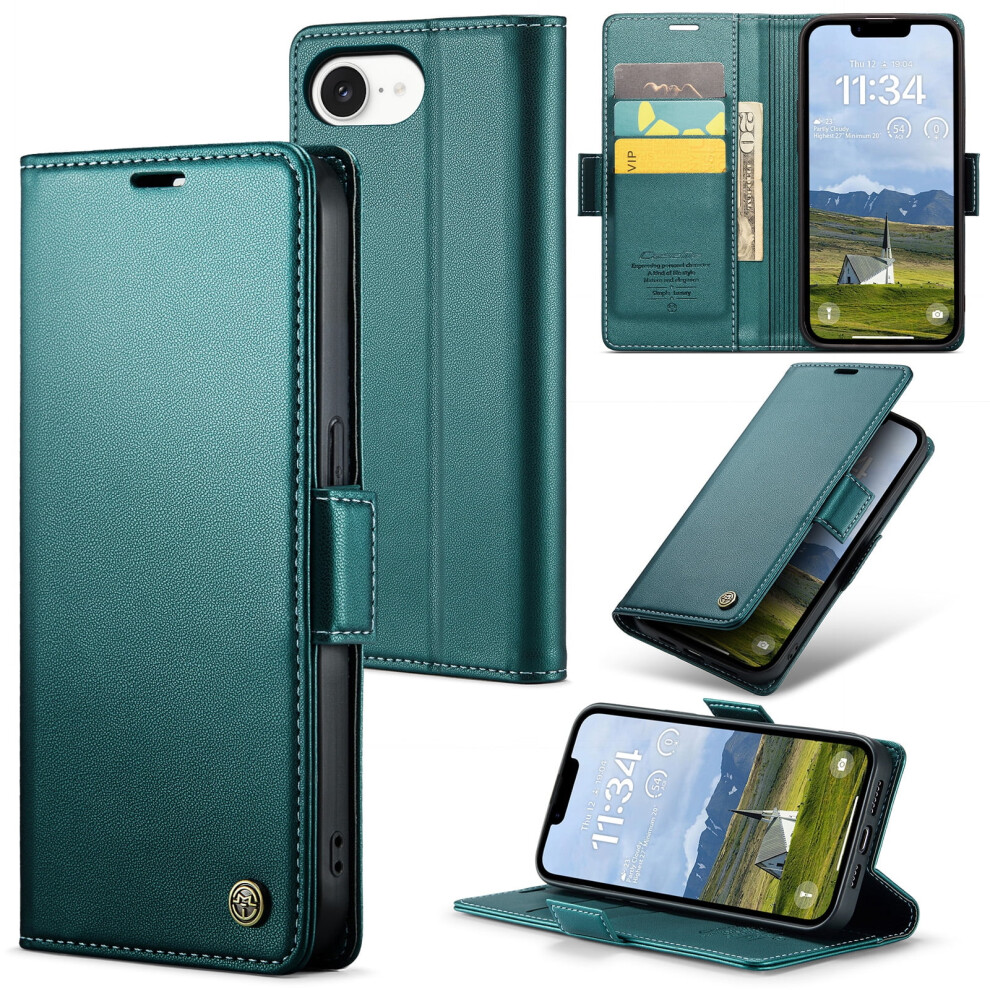 Caseme Leather Wallet Case For Iphone 16E Â Rfid Green 9336866124989