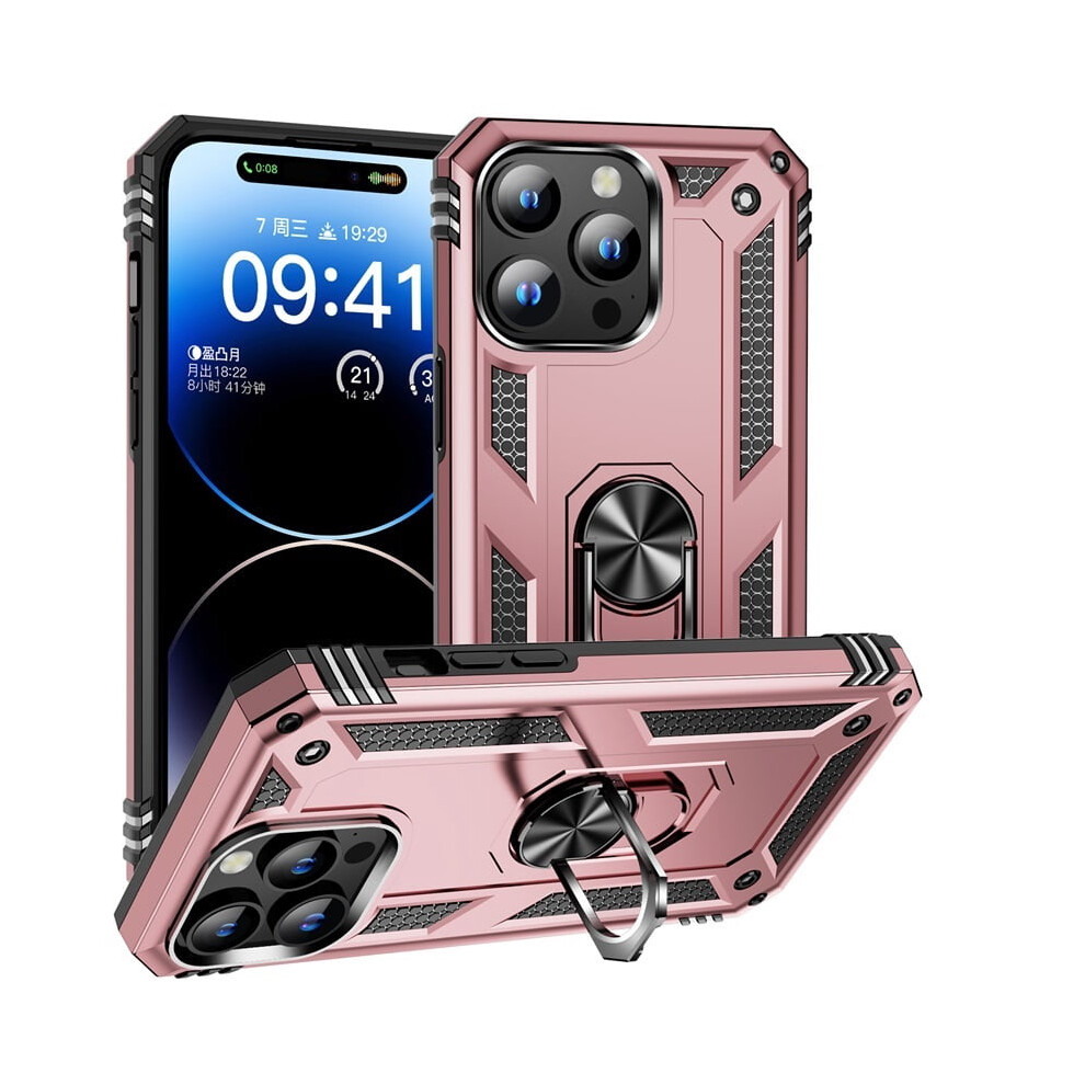 Iphone 15 Pro Max Shockproof Case With Kickstand Rose Red 9336866135817