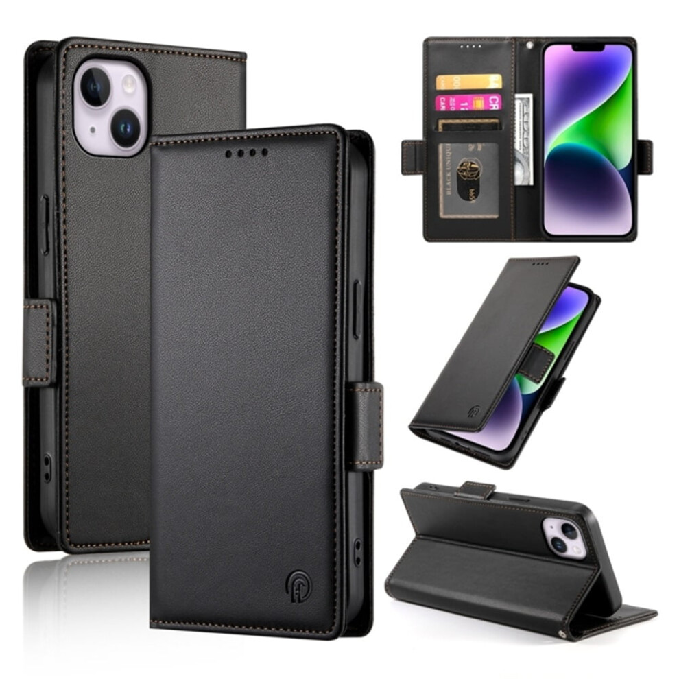 Iphone 14 Plus Wallet Case Pu Leather Flip Card Holder Black 9336866134599