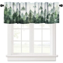 Forest Valance Curtains Watercolor Green Misty Tree