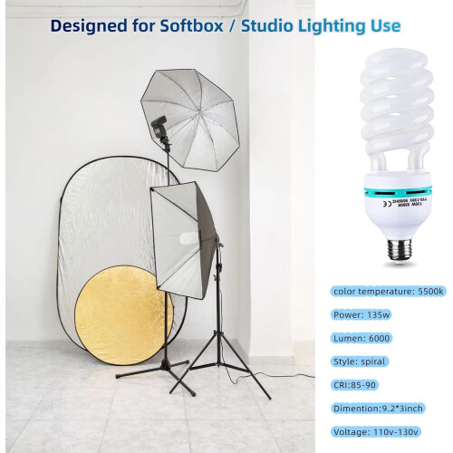 Λαμπτήρας CFL 5500K135W E27/E26 για φωτογραφικό κουτί Softbox 1