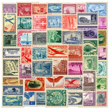 Currency and Stamp Stickers Vintage Retro Travel Design