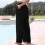 Calça cropped feminina de algodão e linho com pernas largas, preta, tamanho G 4