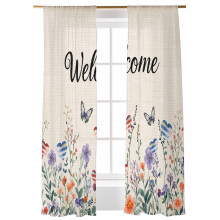 Sheer Floral Curtains Rod Pocket 52x96 Inch 2 Panels