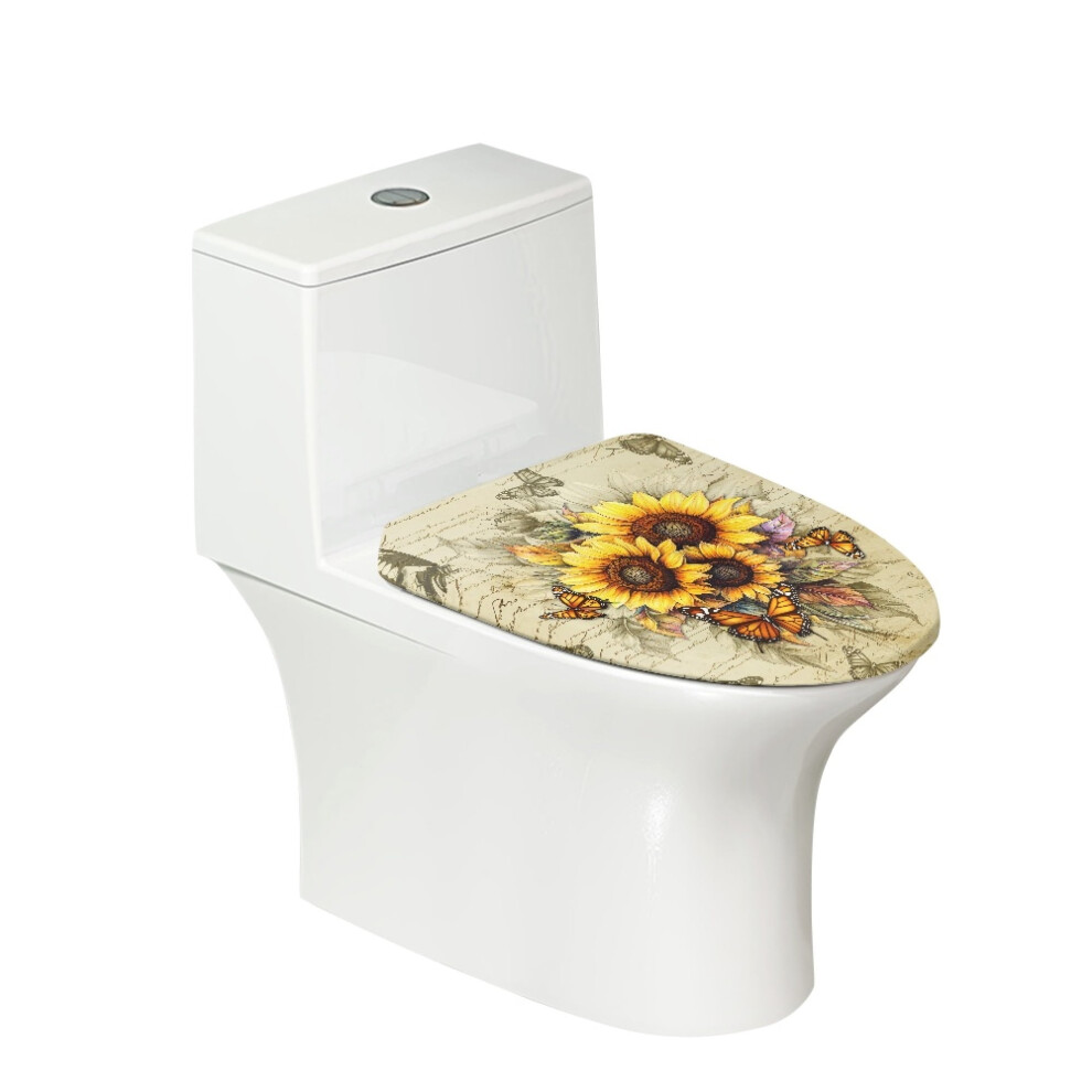 Sunflower Butterfly Toilet Lid Cover Washable Polyester 1 902370192104