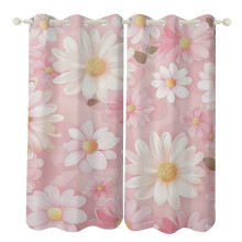 Floral Watercolor Curtains Grommet Blackout Drapes 2 pcs