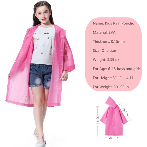 Kids Rain Poncho Reusable 2-Pack for Ages 6-14 1