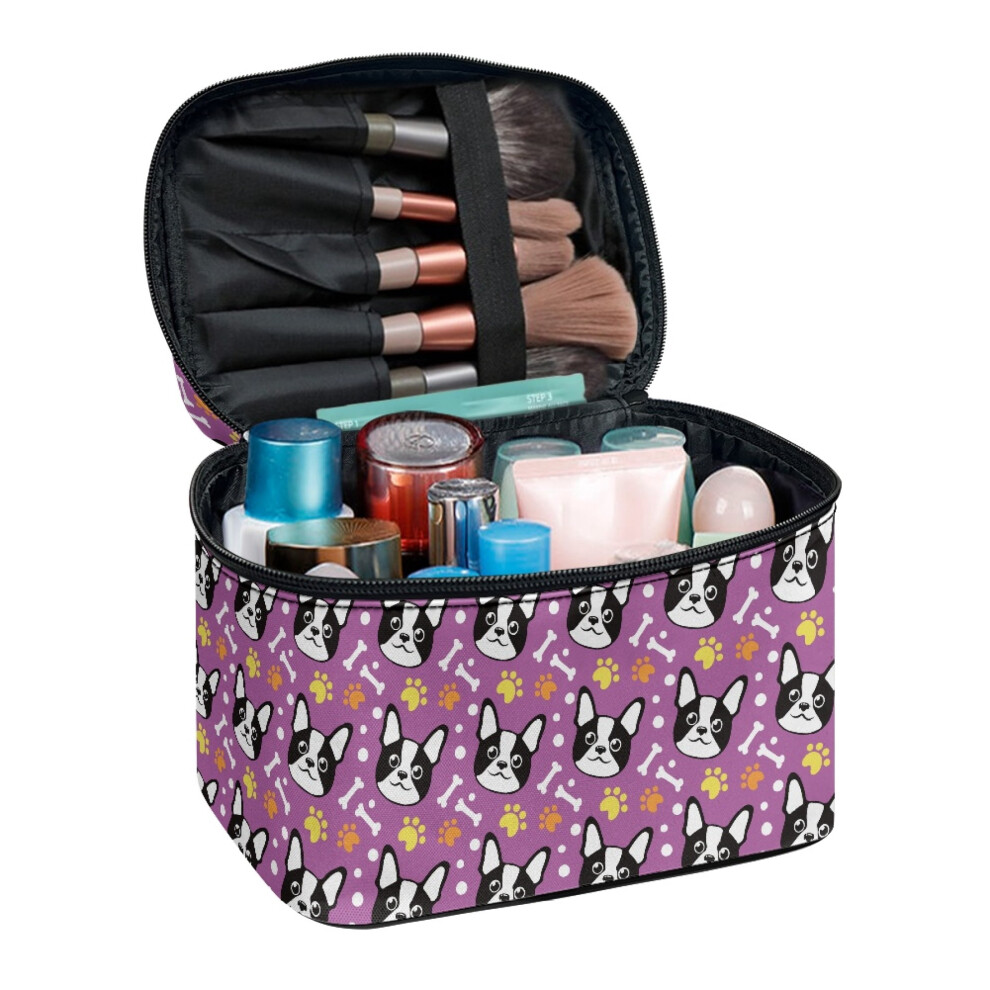 Cosmetic Toiletry Bag Adult Zipper Handle Brush Slots Dogs
