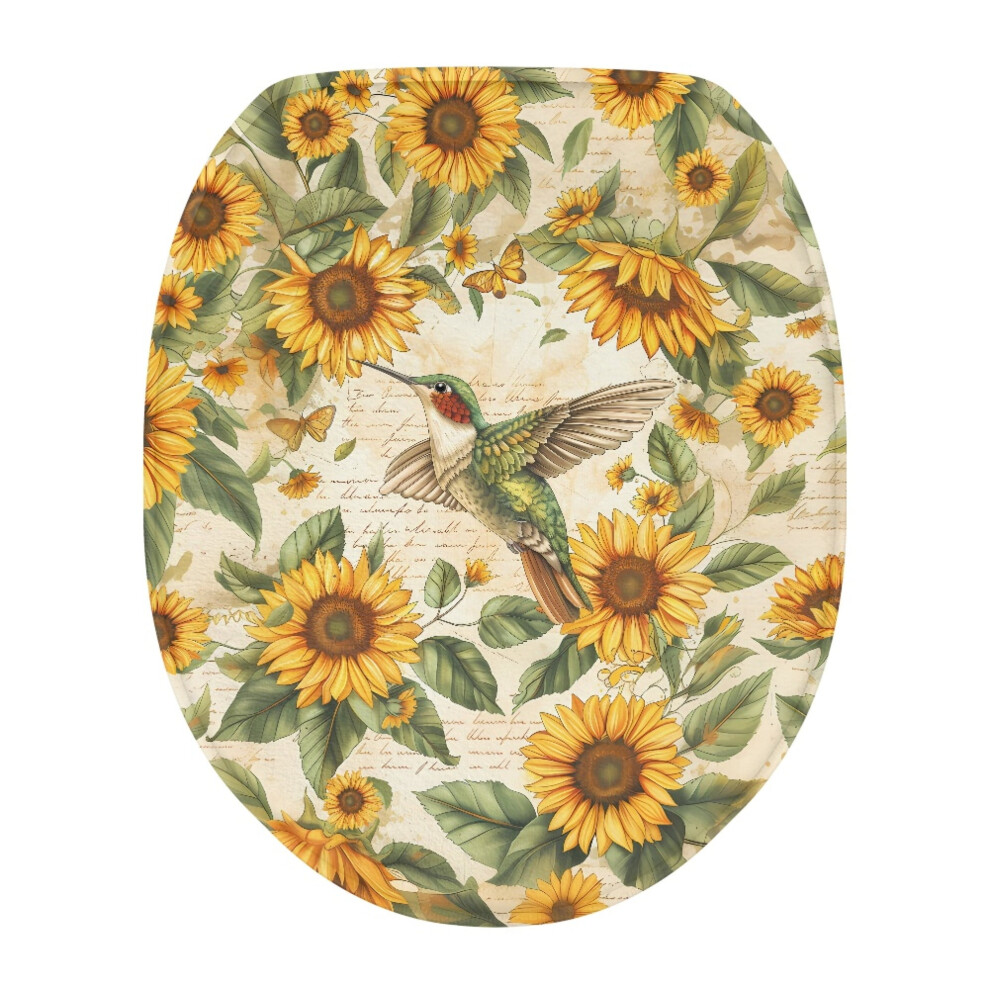 Sunflower Hummingbird Flannel Toilet Lid Cover Universal Fit 902370195815