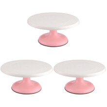 Rotating Cake Stand Pink 27.5x27.5x10cm 3-Pack