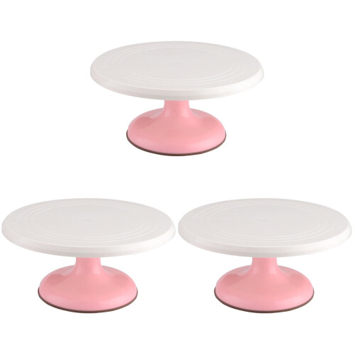 Rotating Cake Stand Pink 27.5x27.5x10cm 3-Pack