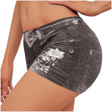 Women's Faux Denim Shorts Stretchy Butt-Lifting Plus Size