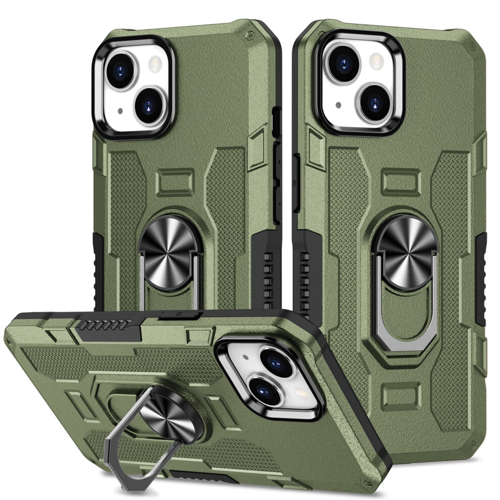 Iphone 14 Rugged Case With Ring Holder And Kickstand Green 9336866128482