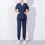 Women's Jogger Scrubs Navy Short-Sleeve Solid with Pocket 2