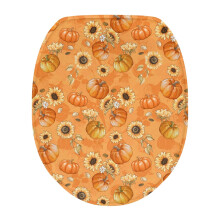 Funda protectora redonda grande y suave para asiento de inodoro con forma de calabaza y girasol.