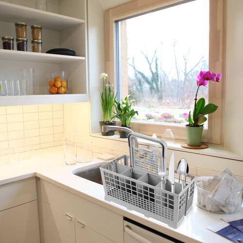 Dishwasher cutlery basket gray 1 piece 2