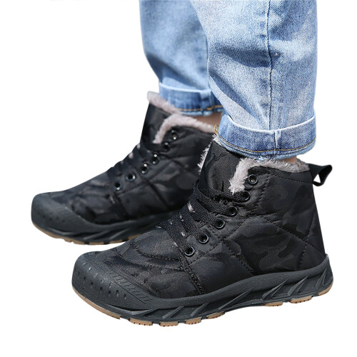 Boys Winter Boots Waterproof Camo Snow Boots Plush-Lined 2