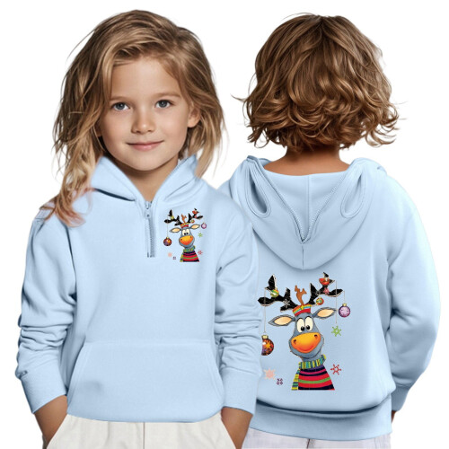 Sweat à capuche graphique pour garçon, poche avant, fermeture éclair, œillets 1