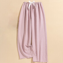 Women's Casual High Waist Checkered Wide Leg Pants Pink