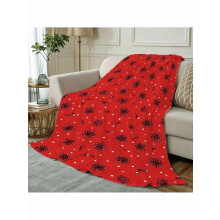 Red floral fleece throw blanket vintage black flower