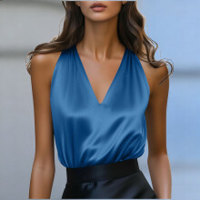 Women's V-Neck Sleeveless Tank Top Solid Color
