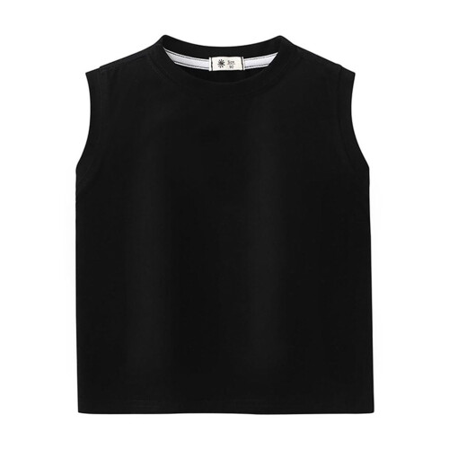 Kids Tank Top Round Neck Sleeveless Solid Summer Top