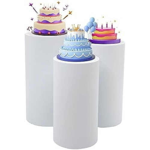 Cylindrical Pedestal Stand White 3 pcs 44-66 lbs