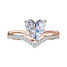 Heart Shaped Zirconia Engagement Ring Gold Alloy Women