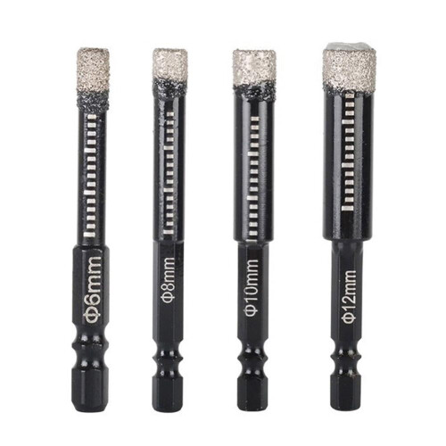 6 - 12mm Hexagonal Shank Diamond Dry Ceramic Tile Drill Bit for Granite, Marble, Masonry, and More
