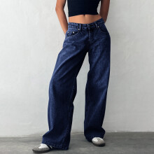 Women's High-Waisted Straight-Leg Blue Denim Jeans