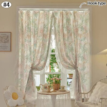 Vintage Rustic Farmhouse Side Curtains Floral Print 2 Piece