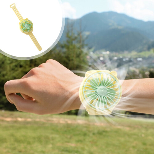 Watch Fan Battery-Powered Portable Mini Fan Yellow 2