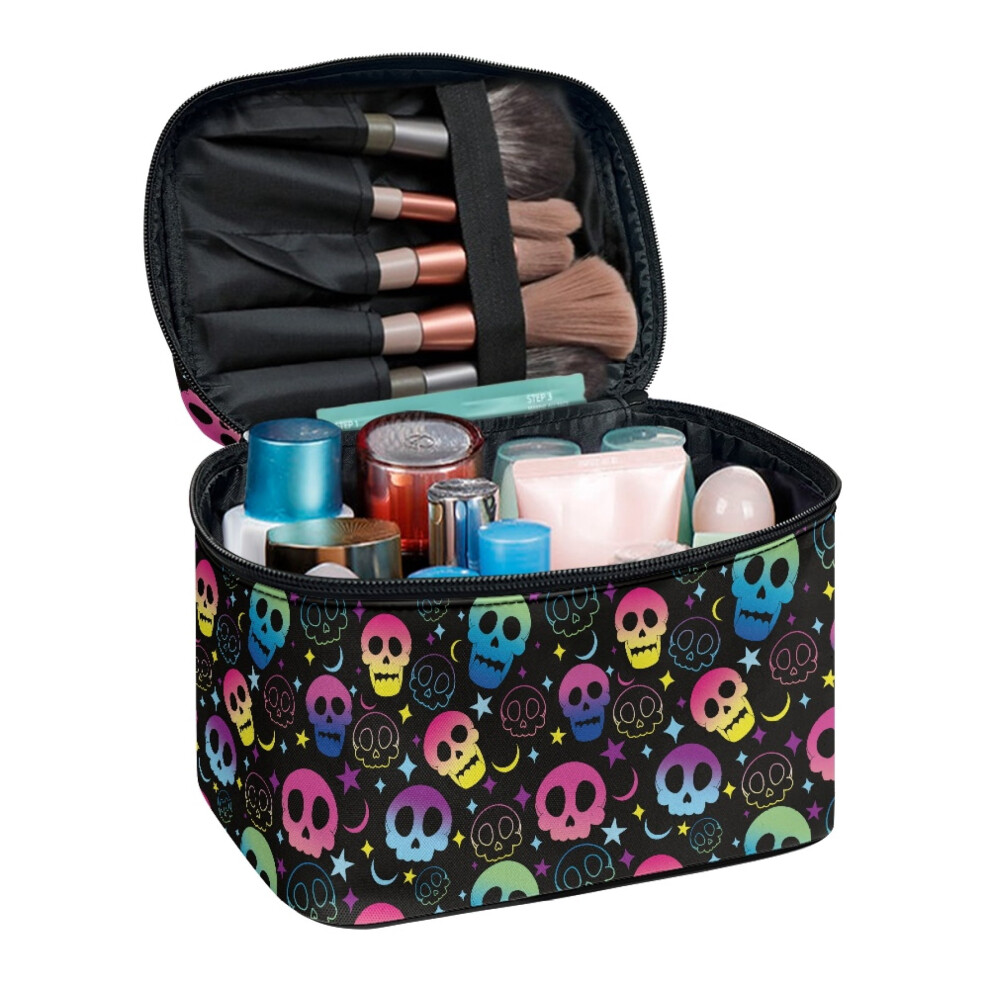 Portable cosmetic bag with brush slots and large capacity