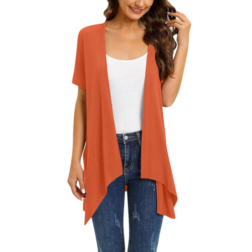 Women's Lightweight Open-Front Cardigan Orange 2XL 1