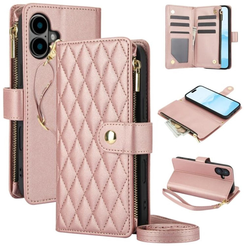 Rfid-Blocking Flip Wallet Case For Iphone 16 6.1-Inch Rose 9130661406697