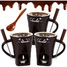 Tealight Fondue Cups Set Ceramic Chocolate Melting Mugs