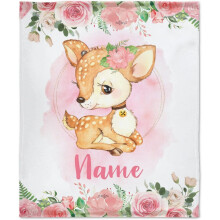 Deer Floral Personalized Blanket Soft Lightweight 40x30