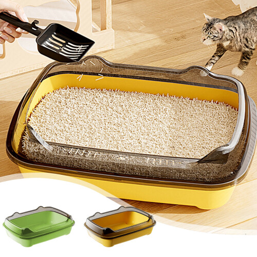 Cat Litter Box Open Top High-Sided Leak-Proof Non-Slip