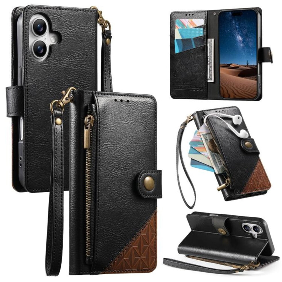 Iphone 16 Wallet Case Pu Leather Magnetic Flip With Lanyard 9130661409971