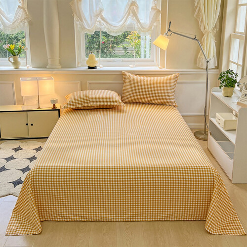 Solid Color Washed Cotton Bedding Set 3-Piece Yellow