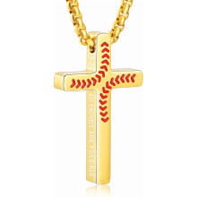 Baseball Bible Verse Cross Necklace Stainless Steel Men's