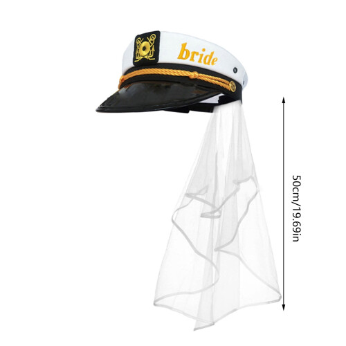 Captain Hat with Embroidered Veil for Bachelorette Party