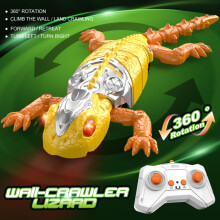 Rechargeable RC climbing gecko robot with LED eyes